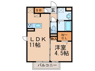 オリーヴァ東櫛原B棟の物件間取画像